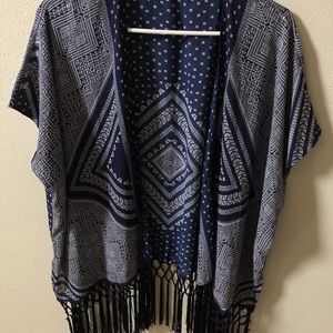 Maurices Navy Blue and White Kimono